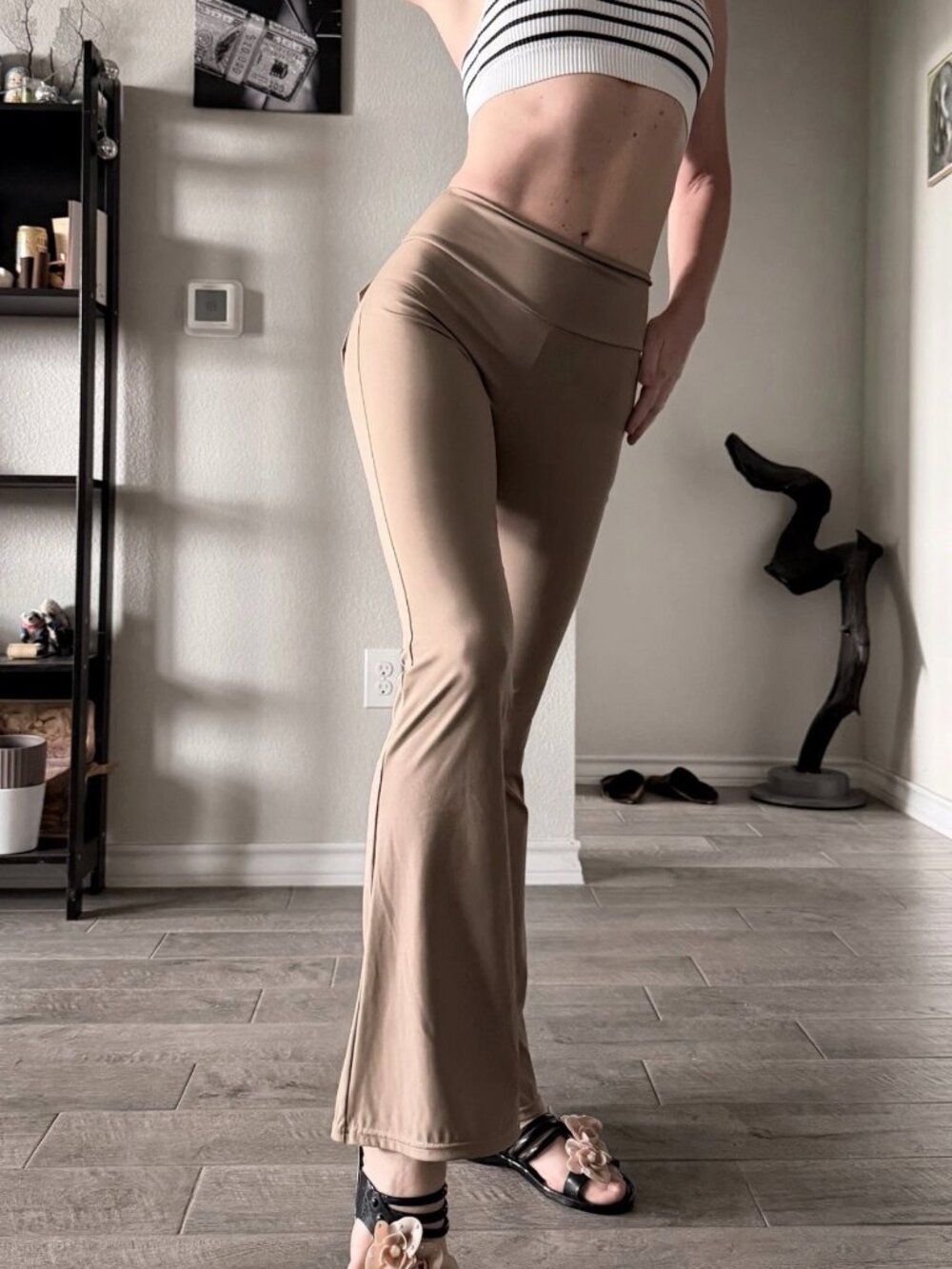 Very sexy nude flare leggings, size S